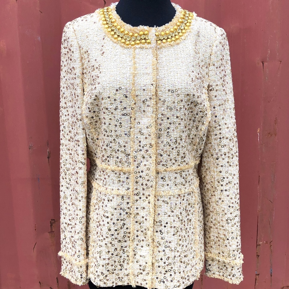 Neiman Marcus Gold Sequin Jacket/Blazer